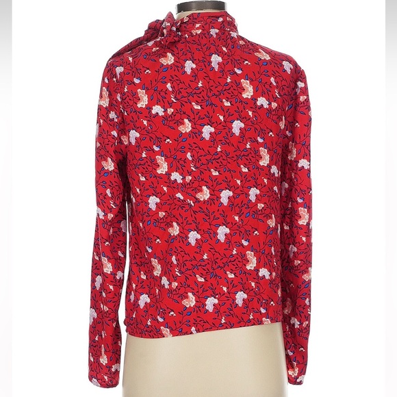 Walter Baker Naomi Apple Blossom Floral Neck Tie Long Sleeve Blouse Size Small S - Picture 3 of 5